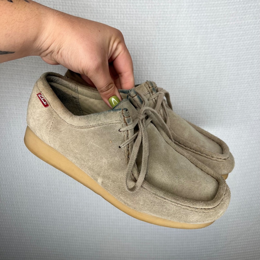 Clarks Women 9.5M Sand Suede Wallabee Lace Up Moc Toe Shoes 26060498 Beige